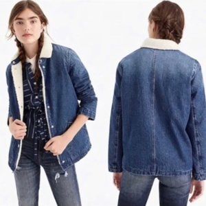 J Crew Womens Denim Sherpa Fleece Jacket
